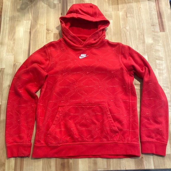 Copy - Kid's Nike Logo Print Pullover Hoodie In University Red Size XL - Picture 1 of 8